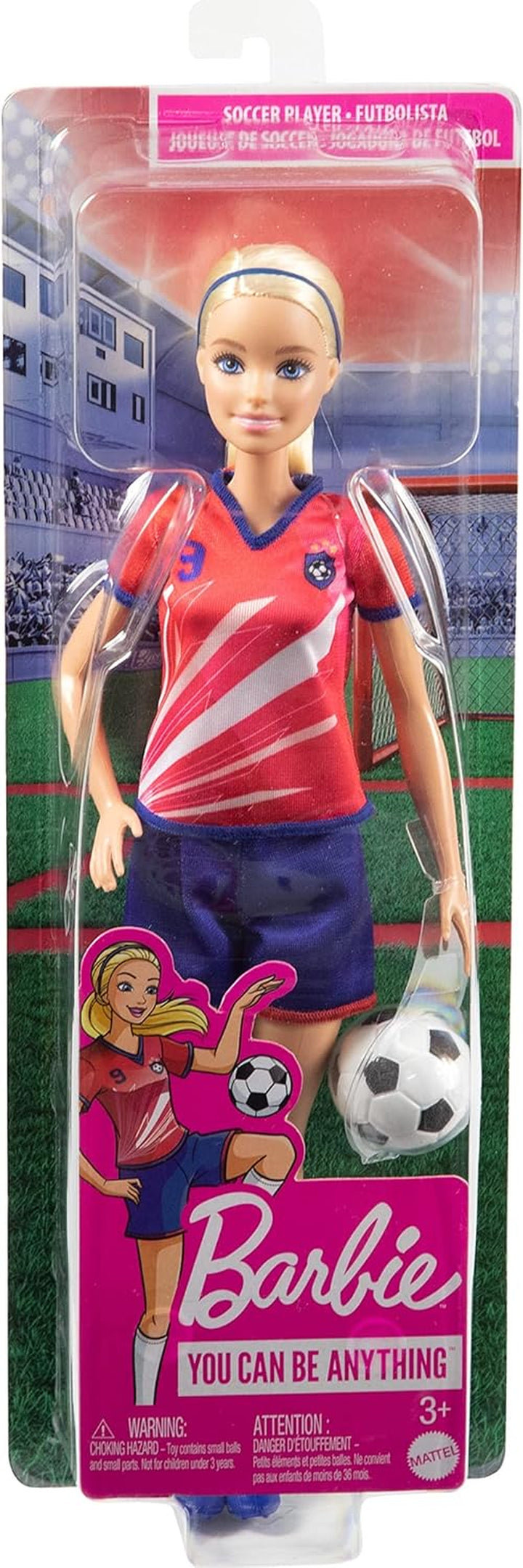 Careers Fashion Doll & Accessory, Soccer Player with Blonde Ponytail, #9 Uniform, Tall Socks, Cleats & Ball