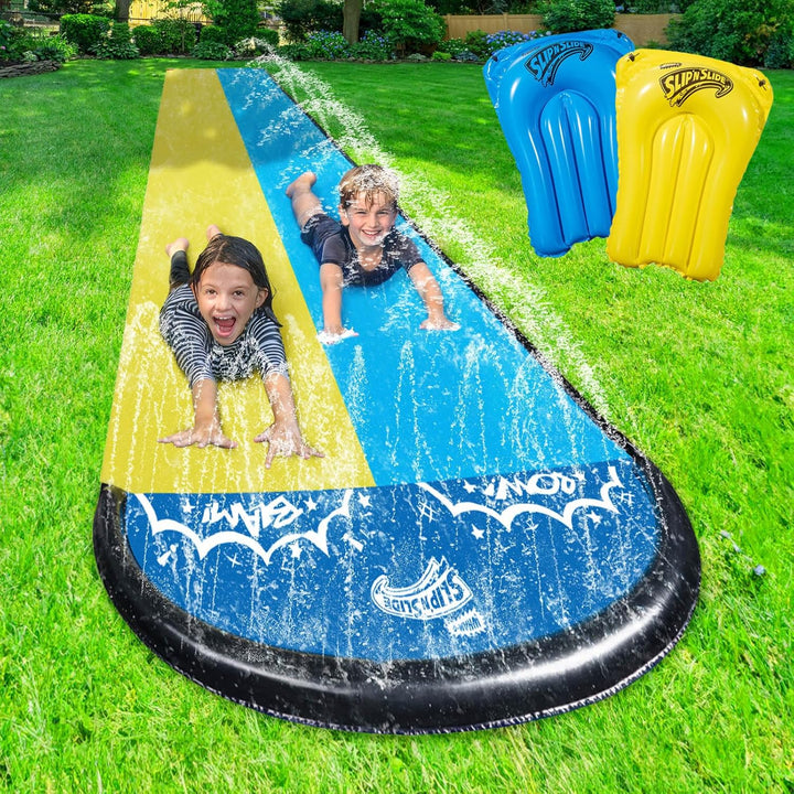 Slip N Slide 18Ft Single Wave Rider with Body Boards, Lawn Water Slides for Kids and Adults, Great for Summer Water Parties Backyard Outdoor Activities