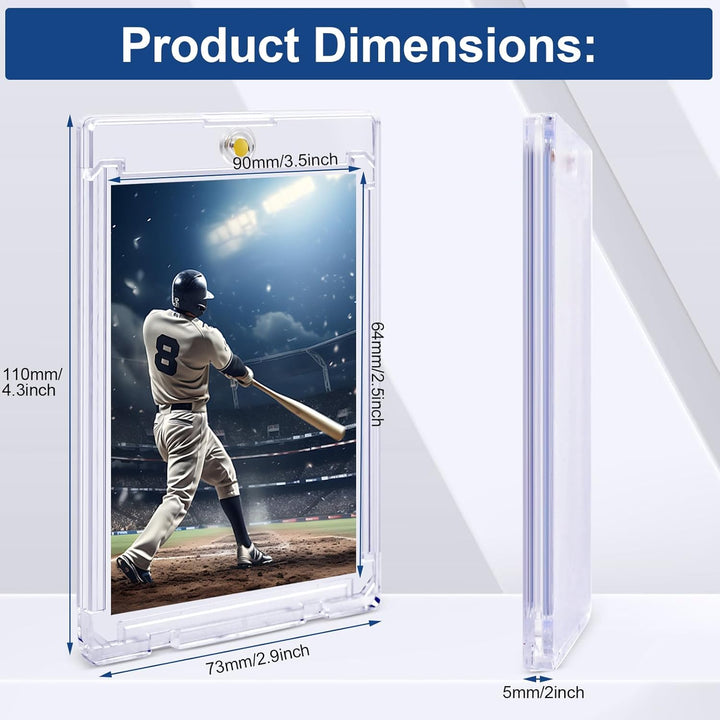 8 Pack Magnetic Card Holders, 35PT Plastic One Touch Card Holder for Baseball Cards, U-V Protection Trading Cards Case for Sports, Football, Games - Standard Size Display