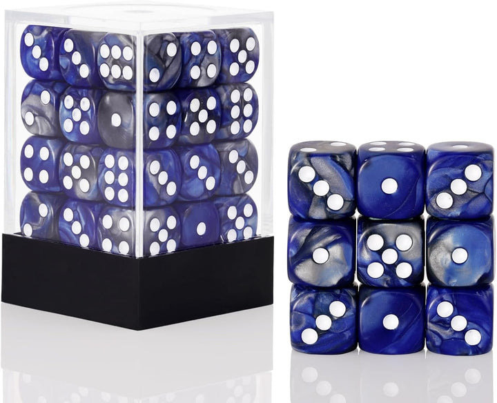 36 Pieces 12Mm 6 Sided Mini Dice Set,Pearl Pattern D6 Game Dice Set,6 Sided Standard Game Dice for Board Games Dice Games Classroom Teaching Dices Game, with Portable Gaming Box(Black)
