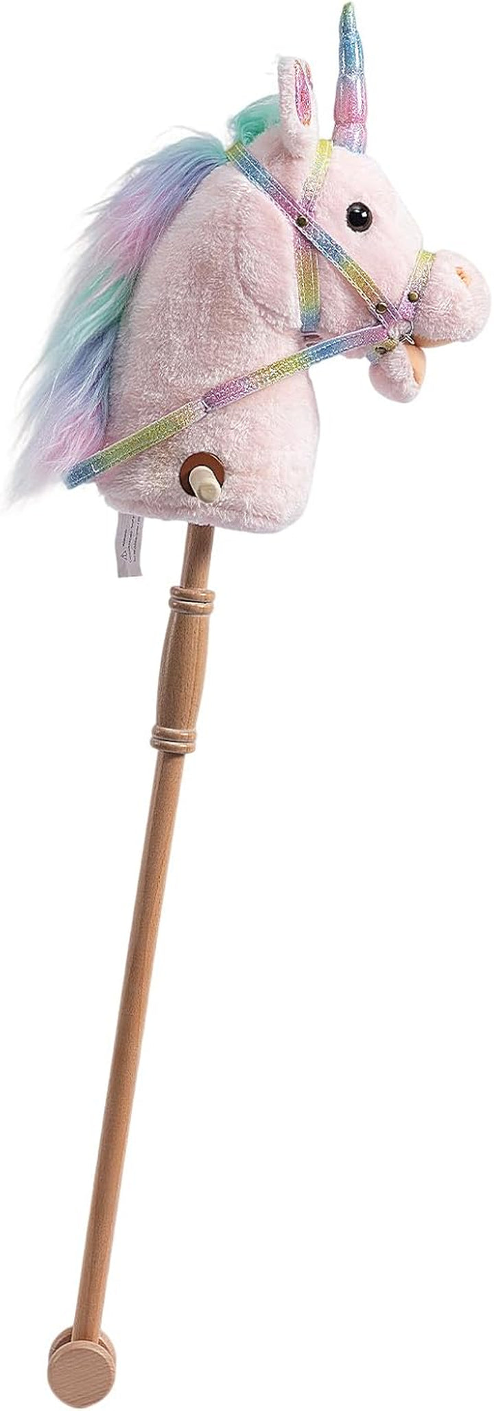 Sequin Unicorn Stick Horse Handcrafted Hobby Horse on a Stick with Wood Wheels Real Pony Neighing and Galloping Sounds Plush Unicorn Toy Pink 36 Inches(Aa Batteries Required)