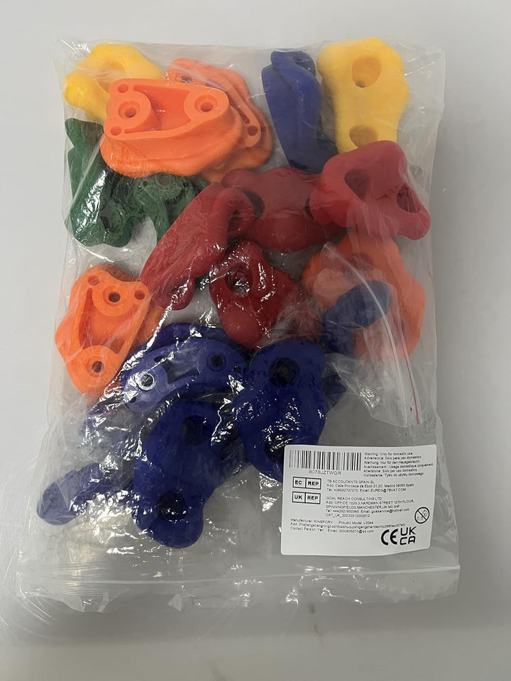 20Pc Rock Wall Climbing Holds Kids & Prise Escalade Enfant, Colourful Pig Nose Shape Climbing Set with Two Blue Handles for Indoor Outdoor Playground Playset Building