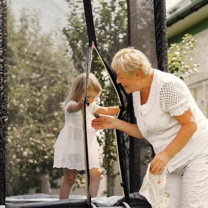 Trampoline Replacement Net 14Ft Trampoline Safety Enclosure Net with Solar Rope Lights Breathable Weather Resistant Trampoline Net for round Frame