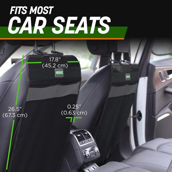- 2 Pack Car Seat Back Protectors, Reversible Kick Mats - Black