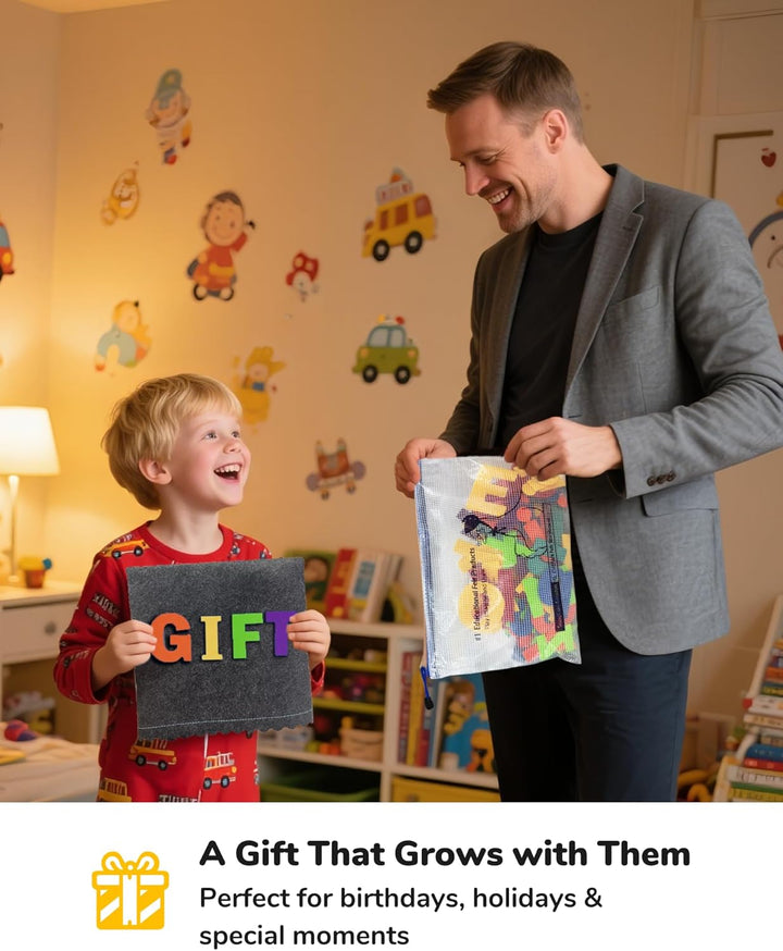 Felt Board - Large Flannel Board for Wall, 104 Felt Letters, 32'' X 22'' Interactive Storytelling & Play Learning for Home & Classroom Use(2 Sets of Uppercase&Lowercase Letters)