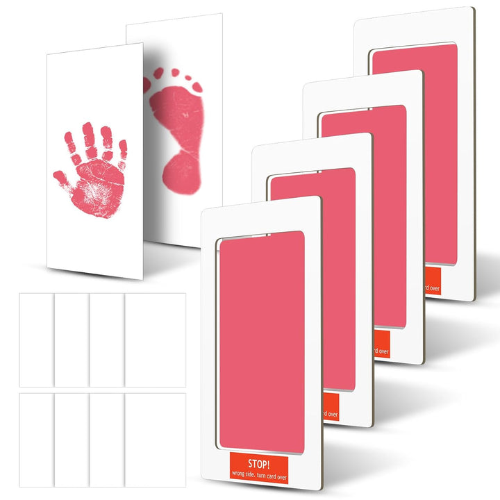 14 Pcs Paw Print Kit for Dogs No Mess Ink Pad Pet Memorial Newborn Footprint Impression Kit for Pets 4 Inkless Pads with 10 Blank Cards(3 X 5 Inch, Orange, Pink, Light Green, Light Blue)