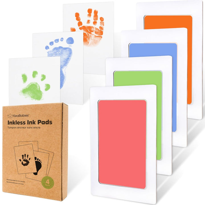 4-Pack Inkless Baby Hand and Footprint Kit - Mess Free Ink Pad for Newborn Keepsake, Dog Nose & Paw Print Kit, Clean Touch Ink Pad for Baby Hand & Footprints, Ideal New Mom Gifts (Jet Black)