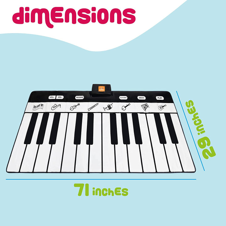 6 Ft. Floor Piano Mat for Toddlers - 24 Keys Piano Play Mat for Kids - Keyboard Playmat Has Record, Playback, Demo, Play, Adjustable Vol. - Best Piano Gift for Boys & Girls
