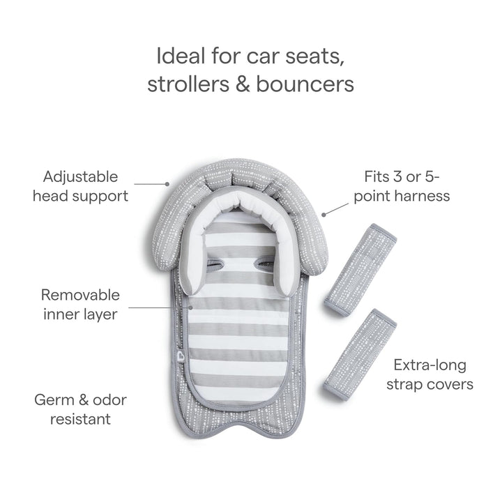 Xtraguard Head Support & Strap Cover for Baby Car Seats with Silver-Ion Technology, Dots
