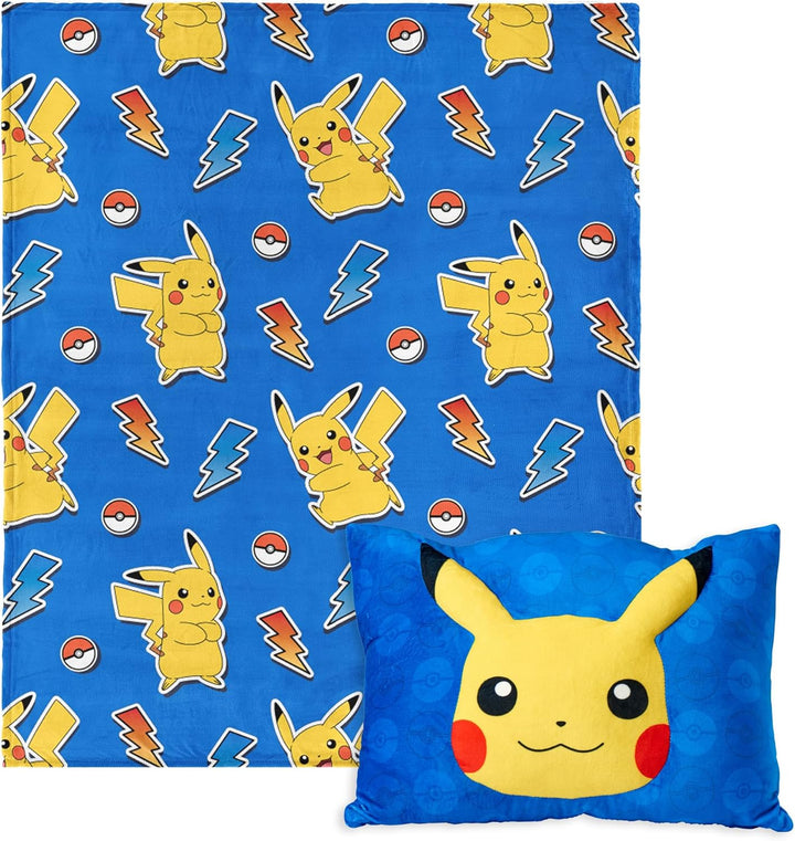 Bluey Party Pups Silk Touch Throw Blanket 50 X 60 Inches with Bluey Plush Pocket Pillow 14 X 20 Inches - Comfy & Cozy Bluey Blanket & Pillow Set for Boys and Girls