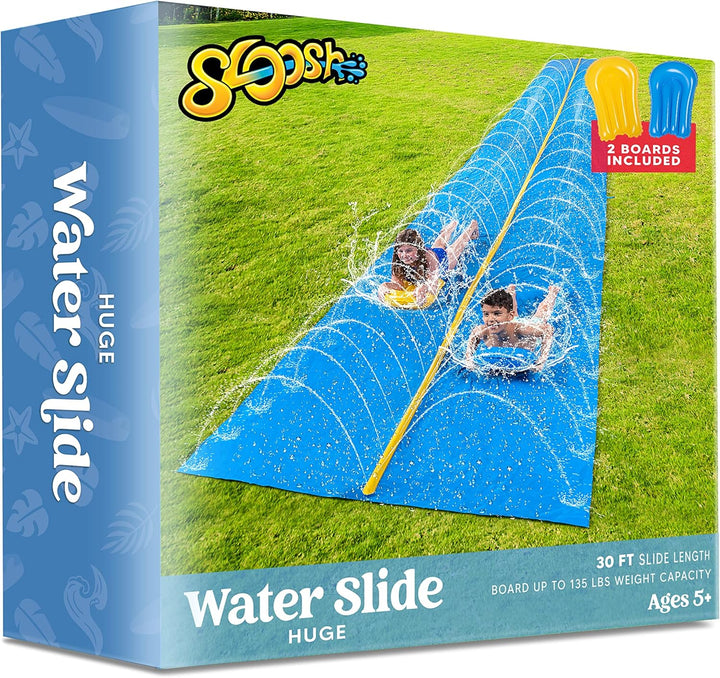 Huge Water Slide, 30Ft X 6Ft Heavy Duty Lawn Water Slip and Slide with Built-In Sprinkler and 2 Slip Inflatable Boards for Kids Adults Party Summer Yard Lawn Outdoor Play Activities