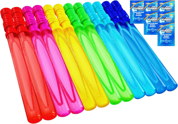14.6’’ Big Bubble Wands for Kids, 6 PCS Bubble Wand with Refill Solution for Summer Toy Party Favor, Outdoors Toy Activity, Easter Basket Stuffers, Birthday Gift
