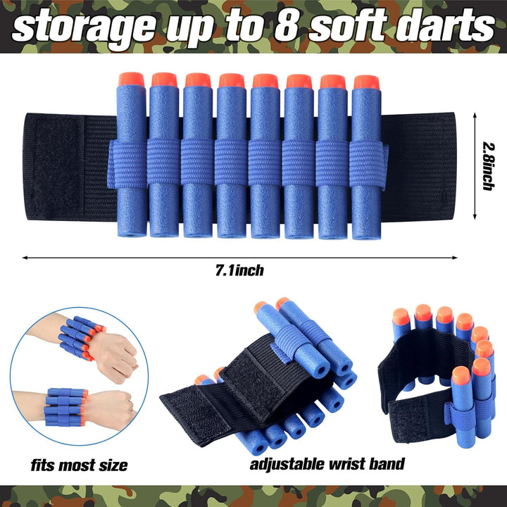 8 Sets Tactical Vest Kit Compatible with Nerf Party Favor Accessories, Face Mask Wrist Ammo Holder Toy Gift Supplies (Orange and Blue)