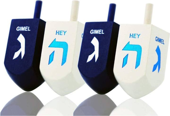 Let'S Play the Hanukkah Game Extra Large Blue & White Wood Dreidels 2-Pack XL
