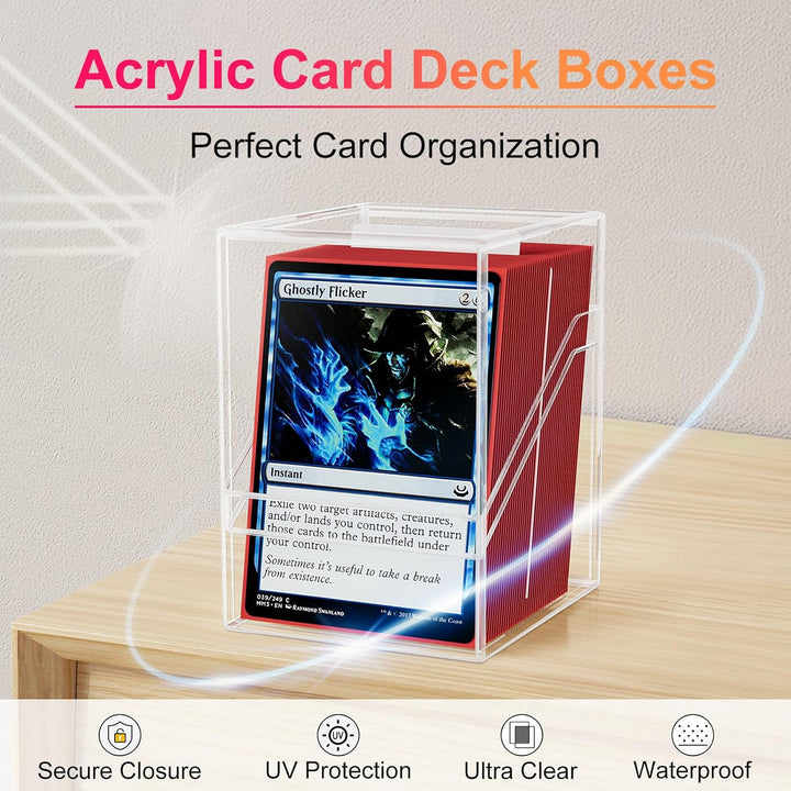 Card Deck Box with Portable Case, 6 Pack Clear Commander Deck Box with 6 Dividers, Holds 600+ Double Sleeved Cards, Fit for MTG, Yugioh, TCG