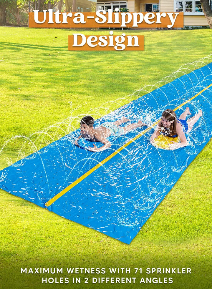 Huge Water Slide, 30Ft X 6Ft Heavy Duty Lawn Water Slip and Slide with Built-In Sprinkler and 2 Slip Inflatable Boards for Kids Adults Party Summer Yard Lawn Outdoor Play Activities