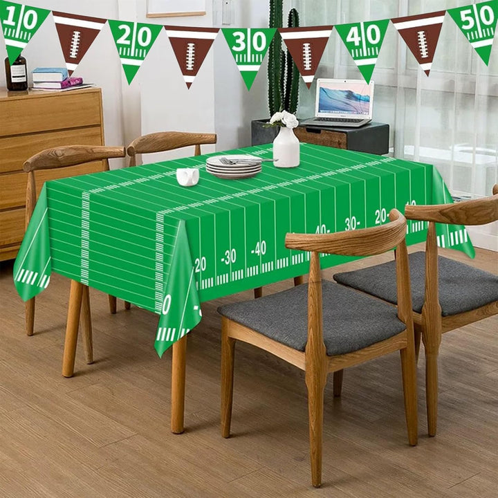 Football Party Decorations Disposable Tablecloth Plastic Touchdown Table Cover for Super Bowl Football Birthday Party Decorations and Games Tailgate Decorations 54 X 108Inch, 2 Pack