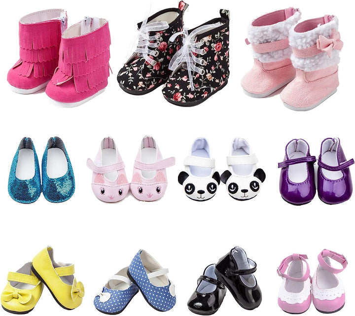 6 Pairs of Doll Shoes Include Boots Leather Shoes Fits 18 Inch American Girl Doll