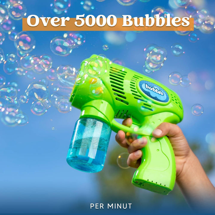2 Kids Bubble Gun with 2 Bottles Refill Solution, Bubble Machine Gun for Toddlers 1-3 Kids 4-8, Party Favors, Summer Toy, Outdoors, Easter, Birthday Gift