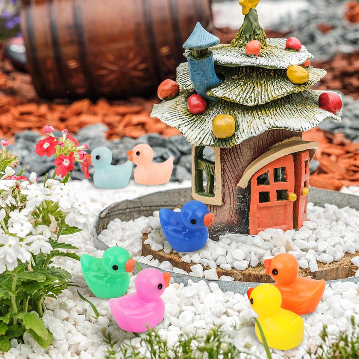 240 Pcs Mini Ducks Tiny Duck Figurines Bulk for Garden Micro Landscape, Mini Resin Ducks for Dollhouse Aquarium Potted Ornament Charms Party Toys DIY Craft Accessories