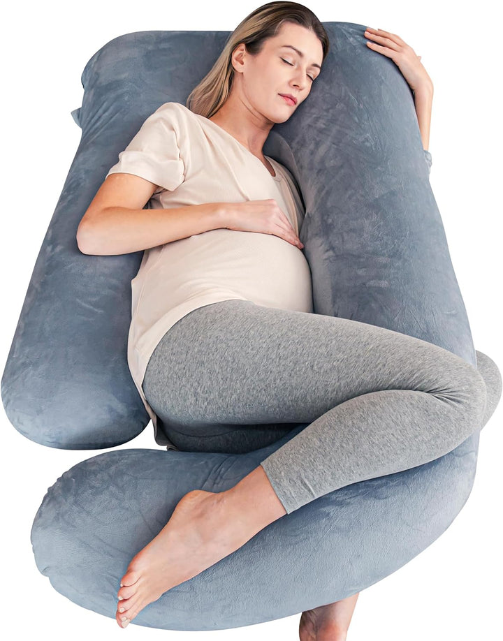 Pregnancy Pillows, Soft U-Shape Maternity Pillow with Removable Cover - Full Body Pillows for Adults Sleeping - Pregnancy Must Haves - Jumbo 57 Inch - Grey