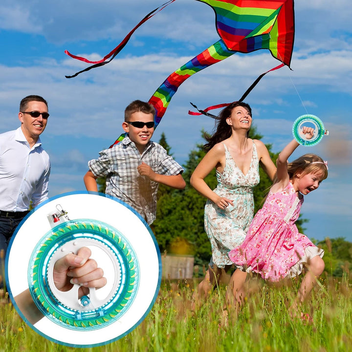 3 Pcs Kite String with Reel 7 Inch Dia Kite Reel Winder Grip Wheel with Flying Line String Flying Tools with Lock for Kids Adults(Blue)