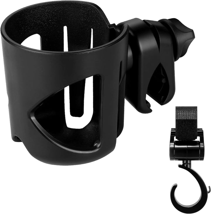 Universal Cup Holder, Stroller Cup Holder, 360° Rotatable Large Caliber Designed Bottle Holder for Stroller, Bike, Wheelchair, Walker, Scooter, Black