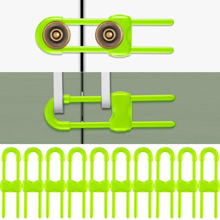 10 Pieces Cabinet Locks for Babies, U-Shaped Proofing Drawers Safety Child Locks Adjustable, Easy to Use Childproof Latch for Knob Handle on Kitchen Door Storage Cupboard Closet (White)