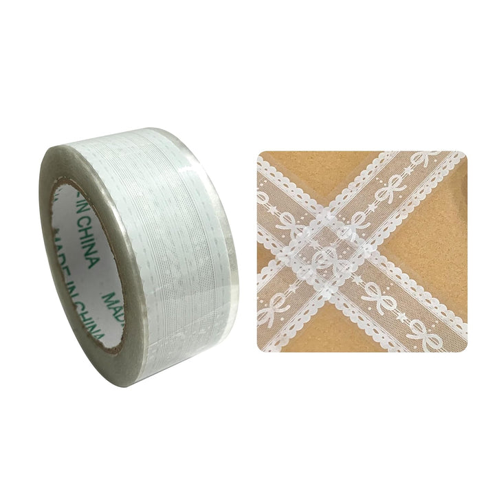 100M Lace Patterns PET Tapes White Bow Arts Decorative Tape Set Adhesive Transparent Masking Tapes for DIY Craft, Kids, Scrapbook, DIY, Gift Wrapping, Journal