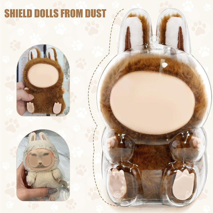 Protective Case for LABUBU, High Clear Case Cover for Labubu Have a Seat, Acrylic Display Box with Keychains (Doll Not Include)