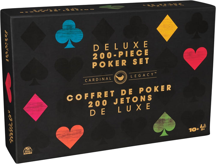 , Cardinal Legacy Deluxe 200-Piece Poker Set, Premium Dual-Toned Poker Chips in Wooden Storage Case, 2-10 Players, for Ages 10 & Up