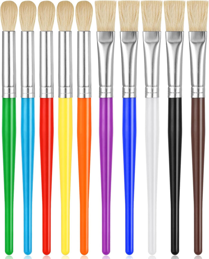 Paintbrushes Kids, 22 Pcs round & Flat Toddler Kids Paint Brushes, Chubby Paint Brushes for Kids Bulk, Preschool Paint Brush for Acrylic Oil Watercolor Washable Paint Kit, Easy Hold & Clean
