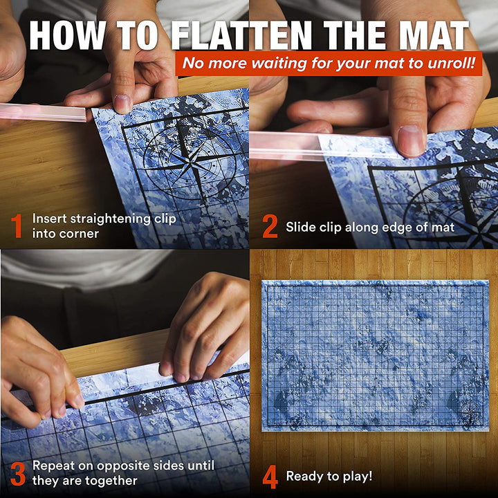 DND Starter Set | 3 X Double Sides 24X 36 Game Grid Mat | 6 Terrains Includes Dry Erase Markers, Eraser, Dice and Clips