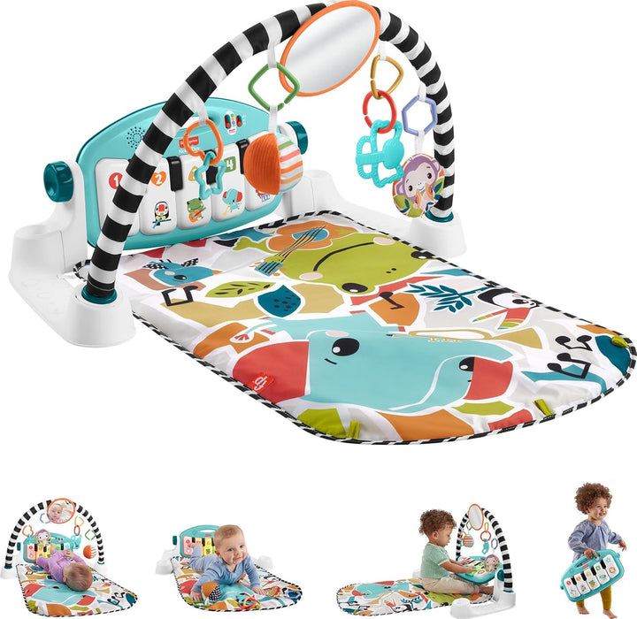 Baby Playmat Kick & Play Piano Gym with Musical and Sensory Toys for Newborn to Toddler, Navy Fawn