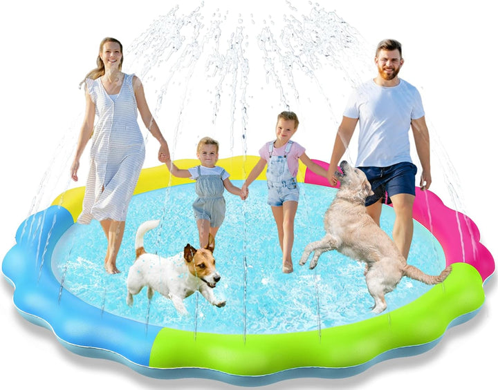 Kids Dog Splash Pad Sprinkler -  Non Slip Dog Sprinkler Pad Splash Pool Puppy Dogs Pool Summer Outdoor Water Toys Backyard Durable Splash Pad for Toddlers Kids Small Medium Large Dogs Pet