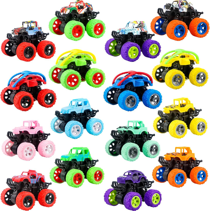 16 Pcs Mini Truck Toys for Boys Small Friction Powered Vehicles Toys for Kids Christmas Birthday Party Favors Family Games Class Rewards