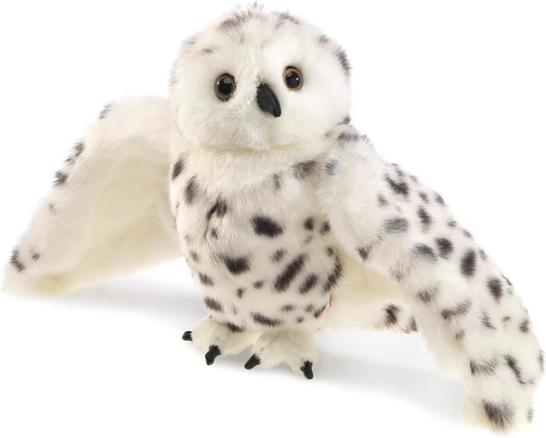 Snowy Owl Hand Puppet, Standard Packaging, White, Black