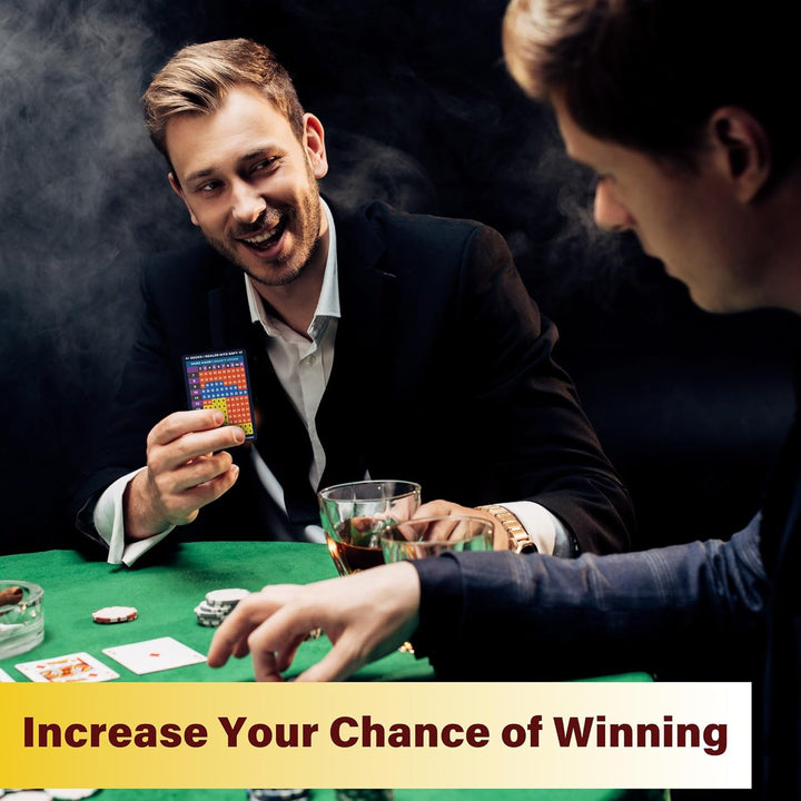 Blackjack Strategy Card -Stainless Steel Blackjack Basic Cards Allowed at Blackjack Table in the Casino 4+ Decks Hit Soft 17 with Leather Sleeve (Larger