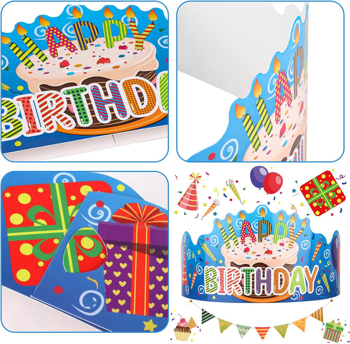 30 Pcs Birthday Crowns for Classroom Party Hats Birthday Hats for Kids Happy Birthday Hat Paper Crowns School Birthday Crown