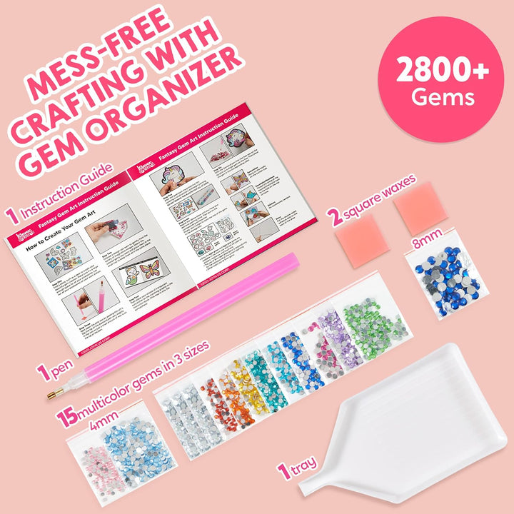 16 Projects Gem Painting, Kids Diamond Gem Painting Kit with 5D Gem, Arts and Crafts for Girls Ages 6-12, Gem Craft Activities Kits, Premium Art Gift Ideas for Girls Ages 6, 7, 8+