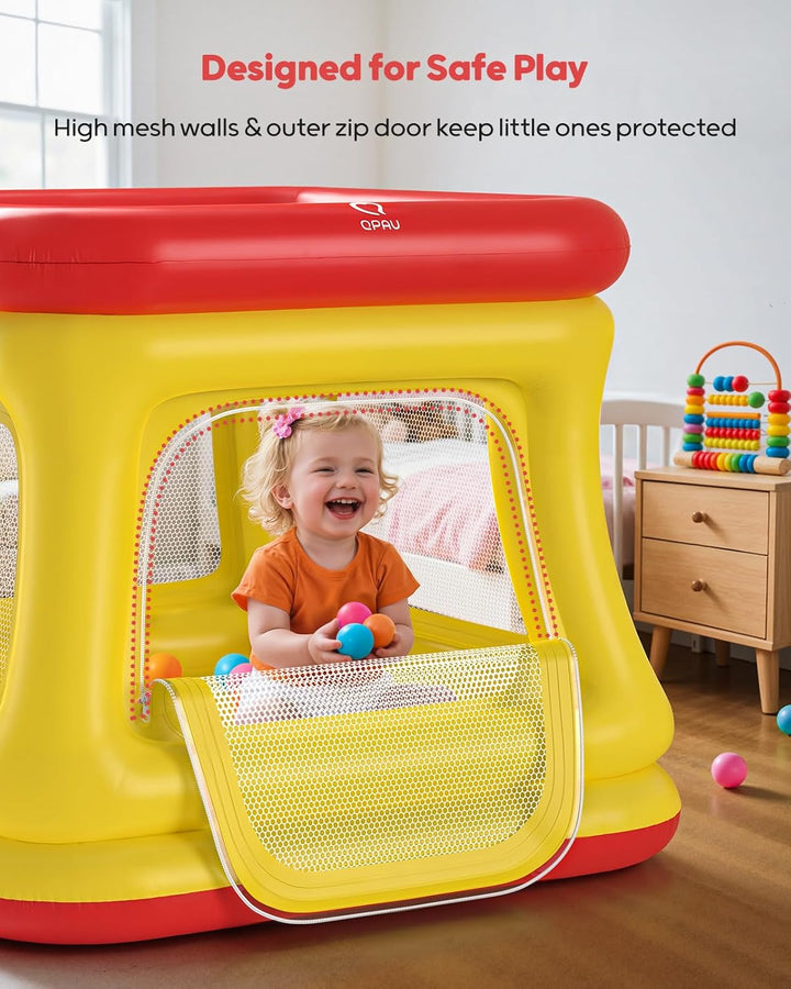 3-In-1 Inflatable Bounce House for Toddlers 1-3, Ball Pit & Trampoline, Inflatable Bouncy House with Safety Net, Indoor & Outdoor Bubble Bouncer Baby Play Yard