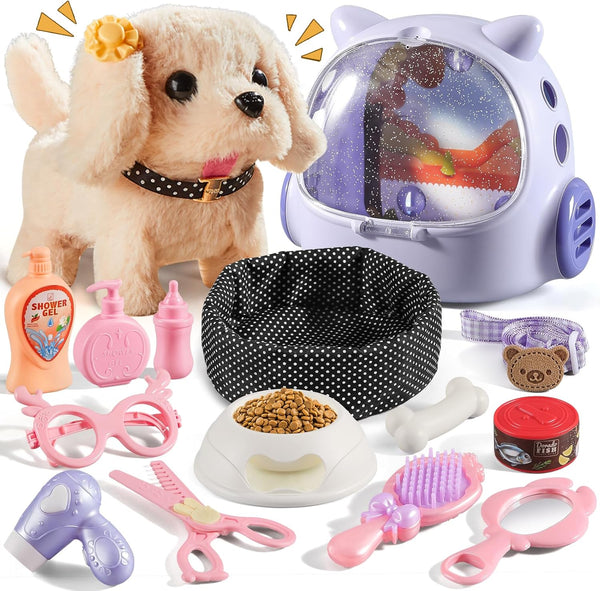 16 Pcs Robot Dog Toys for Girls, Toys for 3 4 5 6 7 8 Year Old Girls Kids Boys, Realistic Robot Puppy Toys for 5-7 6-8, Ideas Birthday Gifts for Girl 3 4 5 6 Year Old
