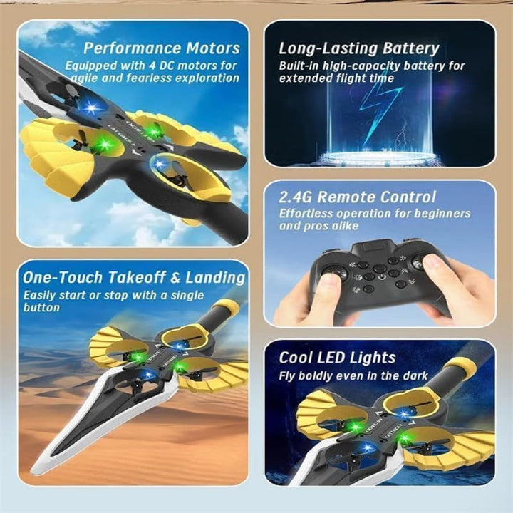 Remote Flying Sword - 3-Speed Control, 2025 New Stunt Flying Sword, 360 Stunt Rollingt Easy to Flying RC Glider, Gift for Teens & Adults (Finger Control-Copper)