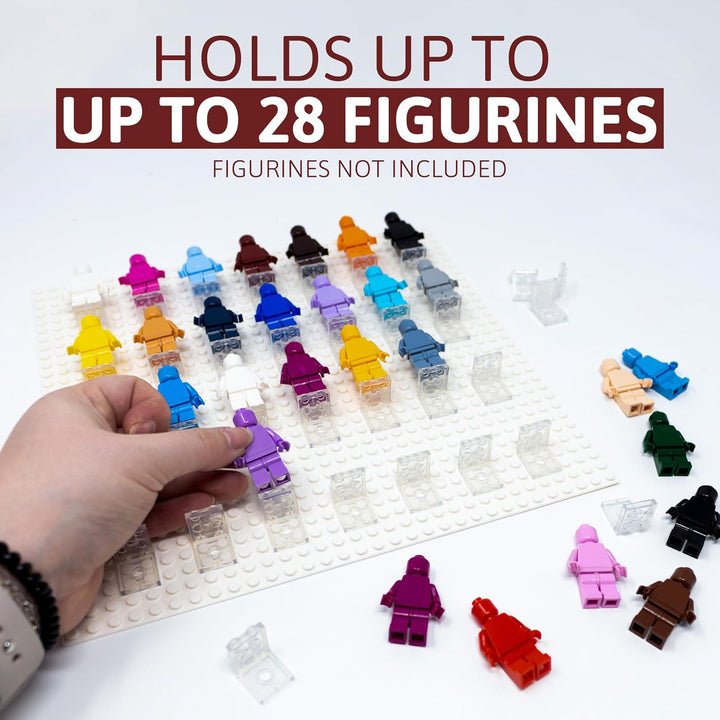 Figurine Display Case 10X10 Black Shadow Box for Miniature Figures 10X10 Black Wood Shadow Box with Black Base to Display up to 28 Block Figures