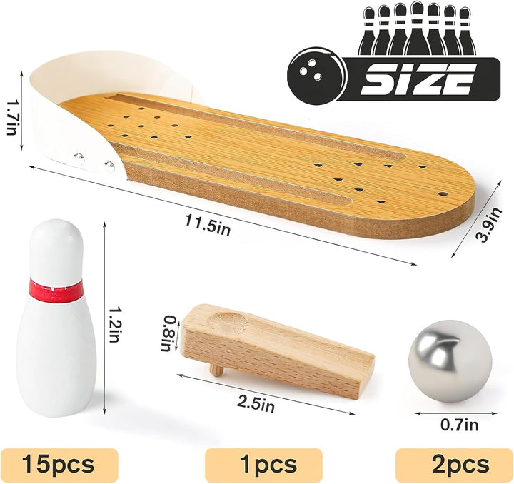 Mini Bowling Set, Wooden Tabletop Bowling Game Desk Toys Desktop Bowling Home Bowling Alleys, Desk Gifts for Coworkers, Fun Gag Gifts