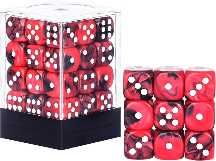36 Pieces 12Mm 6 Sided Mini Dice Set,Pearl Pattern D6 Game Dice Set,6 Sided Standard Game Dice for Board Games Dice Games Classroom Teaching Dices Game, with Portable Gaming Box(Black)
