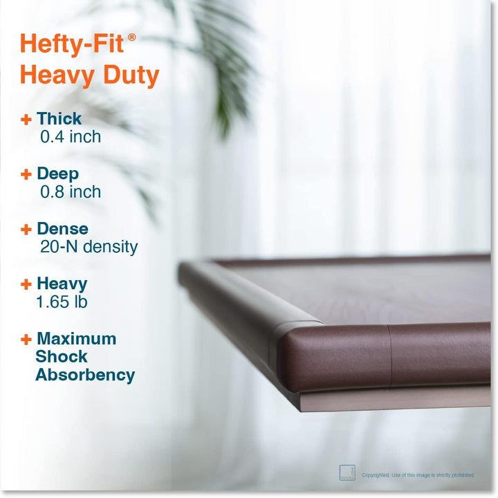 Heftyfit Edge Corner Protector Baby Proofing (Large 18Ft Edge 8 Corners), Heavy-Duty, Soft NBR Rubber Foam, Furniture Fireplace Safety Bumper Guard, 3M Adhesive, Coffee Brown