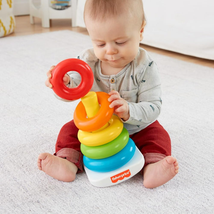 Baby Stacking Toy Rock-A-Stack, Roly-Poly Base with 5 Colorful Rings for Ages 6+ Months