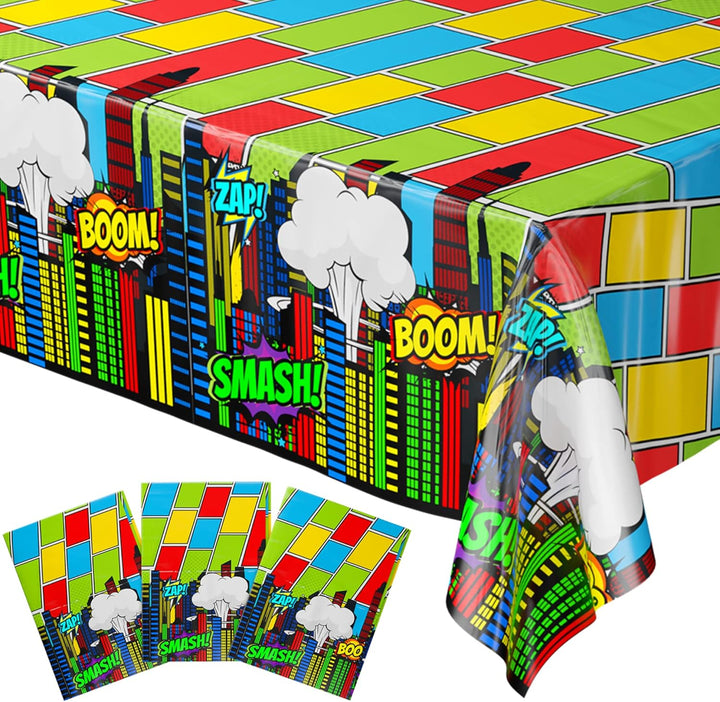 Pixel Miner Table Cover (Pack of 3) - 54"X108" XL - Gamer Party Supplies, Mining Craft Party Decorations