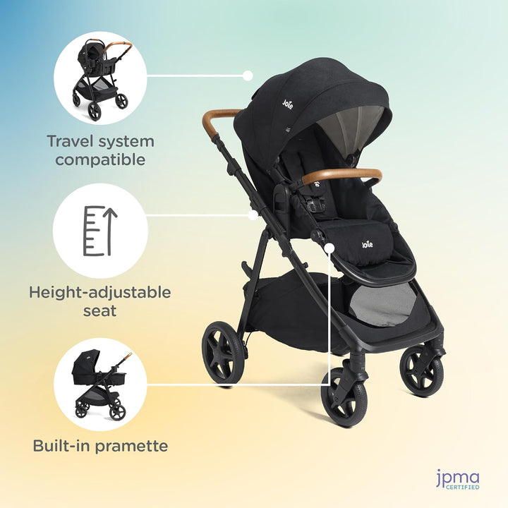 Ginger 4-In-1 Convertible Pramette and Stroller, Height Adjustable Seat, All-Wheel Suspension, Extra Storage – for Newborns and Toddlers (Evergreen)